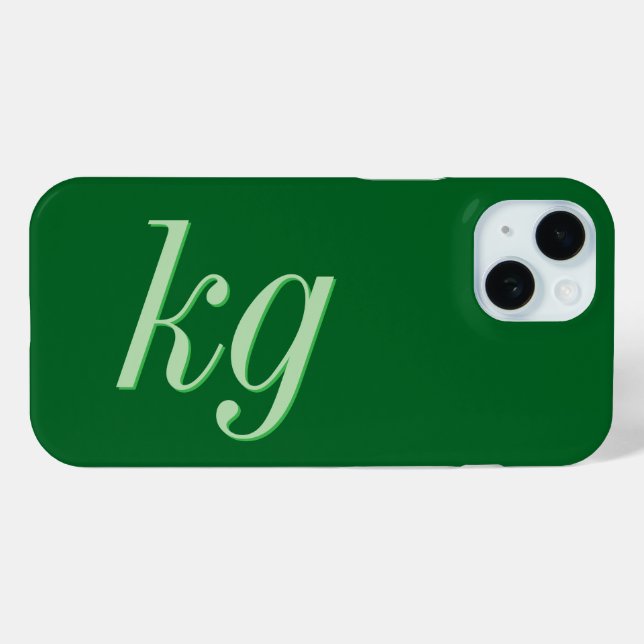 Coques Case-Mate iPhone Initiales Monogramme Vert Élégant Moderne (Verso (horizontal))