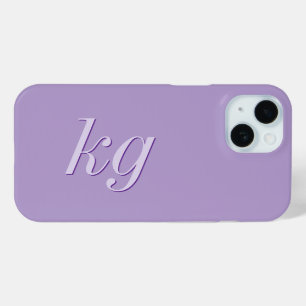 Coque Pour iPhone 15 Initiales Monogramme Violet Élégant Moderne