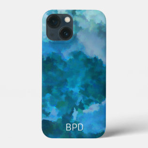 Case-Mate iPhone Case Initiales Monogrammées Aquarelle Moderne Bleu Vert