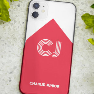 Case-Mate iPhone Case Initiales monogrammées Minimaliste blanc et rouge