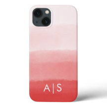 Initiales monogrammes élégantes Faded Coral Rouge 