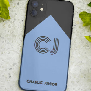 Case-Mate iPhone Case Initiales monogrammes minimalistes noir et bleu aq