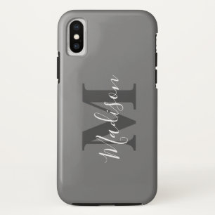 Case-Mate iPhone Case Initiales Monogrammes Nom personnalisé Gris Blanc 