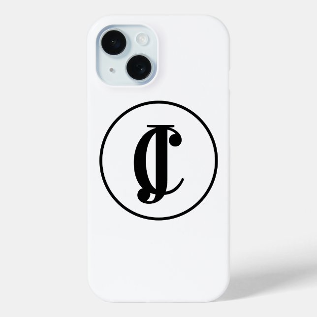 Coques Case-Mate iPhone Initiales monographiques personnalisées Noir et Bl (Verso)