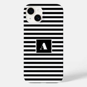 Coque Pour iPhone 14 Initiales personnalisées classiques en noir et bla