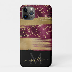 Case-Mate iPhone Case Initiales personnalisées Noir Bourgogne Or