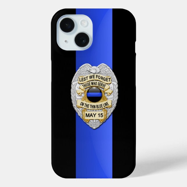 Coques Case-Mate iPhone Insigne de police - Ligne bleue mince (Verso)