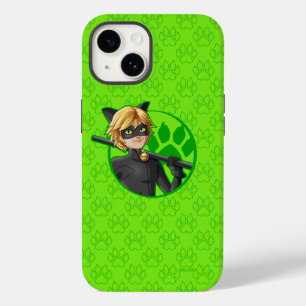 Coque Pour iPhone 14 Insigne vert Cat Noir
