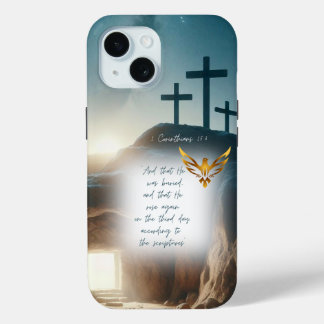 Coque Pour iPhone 15 Inspirational Jesus Resurrection Gold Dove Bible