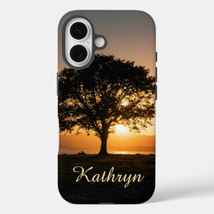 Coques iPhone 16 Inspirationnel Arbre Sunset Silhouette Hope Cadeau