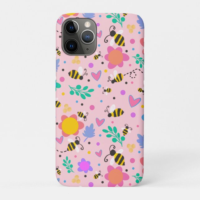 Coques Case-Mate iPhone Inspiribilité Bumblebee rose Fleurs Filles mignonn (Dos)