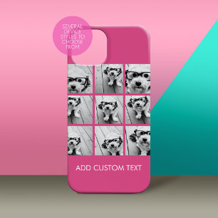 Coque iPhone 15 Pro Max Instagram Photo Collage PINK 9 photos carrés