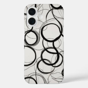 Coques iPhone 16 Intervertir l'art de ligne des cercles