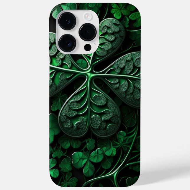 COQUES Case-Mate iPhone INTRIQUER LES SHAMROCKS IRLANDAIS VERTS SOMBRES (Verso)