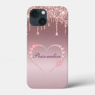 IPhone 13 diamants Coques roses