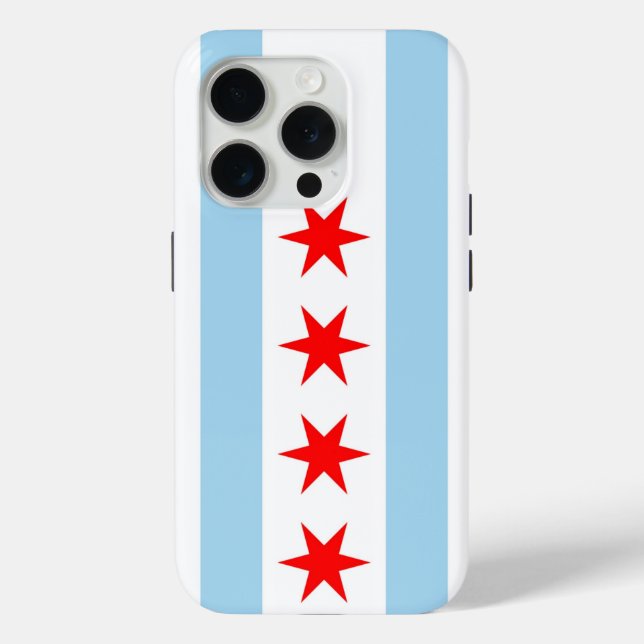 Coques Case-Mate iPhone iPhone 15 Pro Coque-Mate, drapeau de Chicago (Verso)