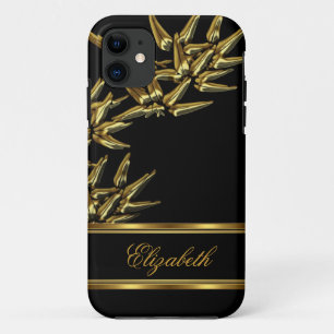 Coque iPhone 11 iPhone 5 élégant Classy Asiatique Bambou Noir Or