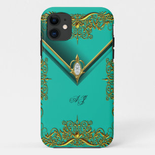Coque iPhone 11 iPhone 5 Monogramme Regal Elegant Jade Gold