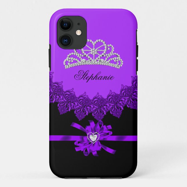 Coques Case-Mate iPhone iPhone 5 Princesse Silver Tiara violet bejeweled (Dos)