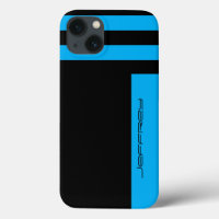 iPhone 6 Case Cyan Blue & Black Two Way Stripe