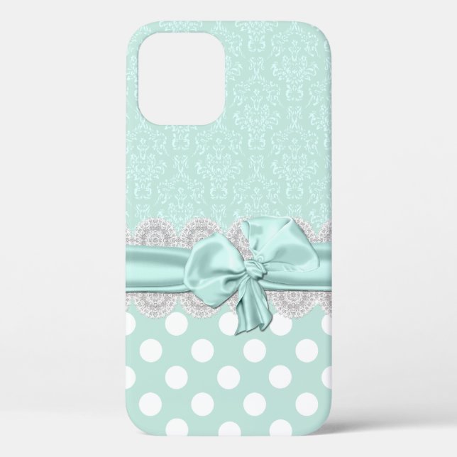 Coques Case-Mate iPhone iPhone damassé vert menthe chic (Verso)