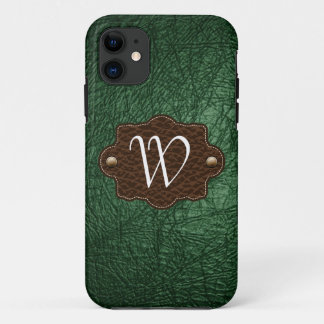 Etui iPhone Case-Mate iPhone décoré d'un monogramme simili cuir vert 5
