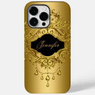 Coque Pour Pour iPhone 14 Pro Max iPhone Élégant Classe Or Noir