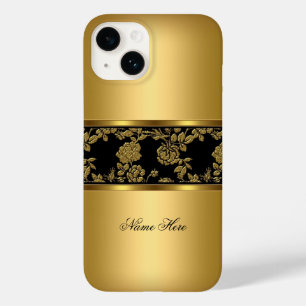 Coque Pour iPhone 14 iPhone Élégant Classe Or Noir Floral