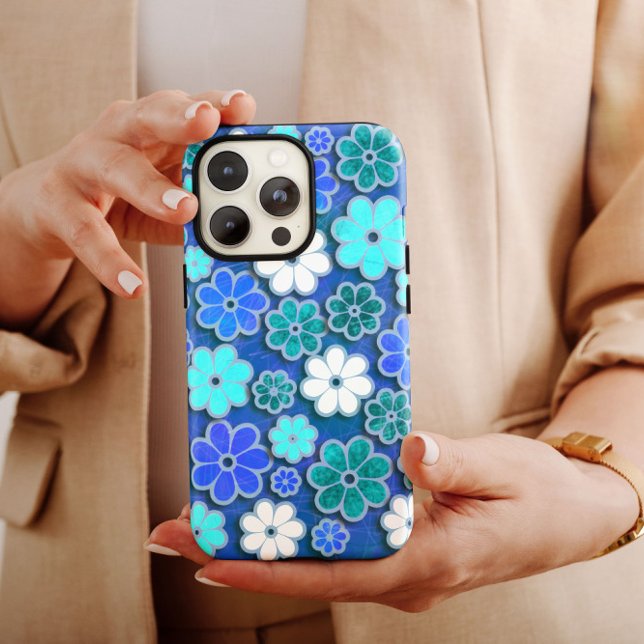 Coques Case-Mate iPhone iPhone Hippie bleu foncé | 60s Hippie iPhone 13 (Créateur téléchargé)