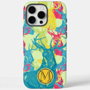 Coques iPhone 16 Pro Max Iphone Monogramme Vintage cerf Art Nouveau Forêt