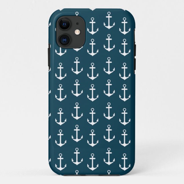 Coques Case-Mate iPhone iPhone nautique de motif d'Ancre d'amusement d'été (Dos)