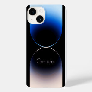 Coque Pour iPhone 14 Iphone personnalisé bleu Radial Texture 15