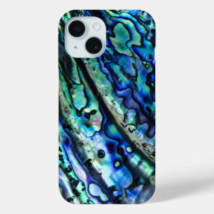 Coque Pour iPhone 15 Iridescente Abalone Shell Abstrait Bleu Vert