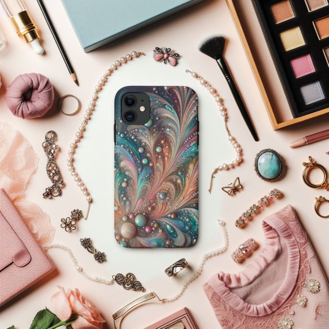 Coques Case-Mate iPhone Iridescente Turquoise Et Peach Parties scintillant (Créateur téléchargé)