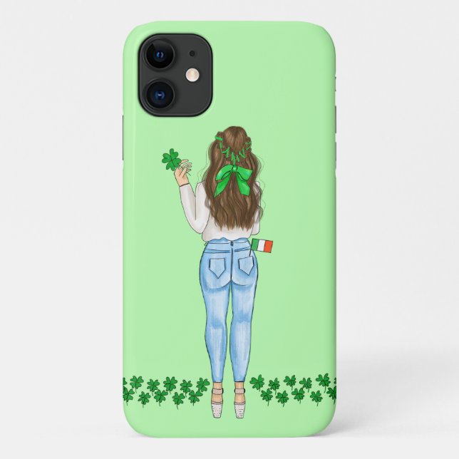 Coques Case-Mate iPhone Irish Femme Four Leaf Clover Field (Dos)