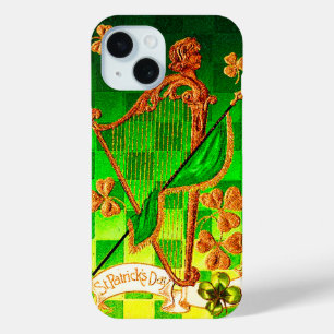 Coque Pour iPhone 15 IRLANDE HARP, OR VERT SHAMROCK St Patrick's Day