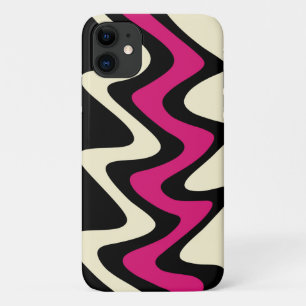 Case-Mate iPhone Case Ivoire et rayures ondulées roses chaudes