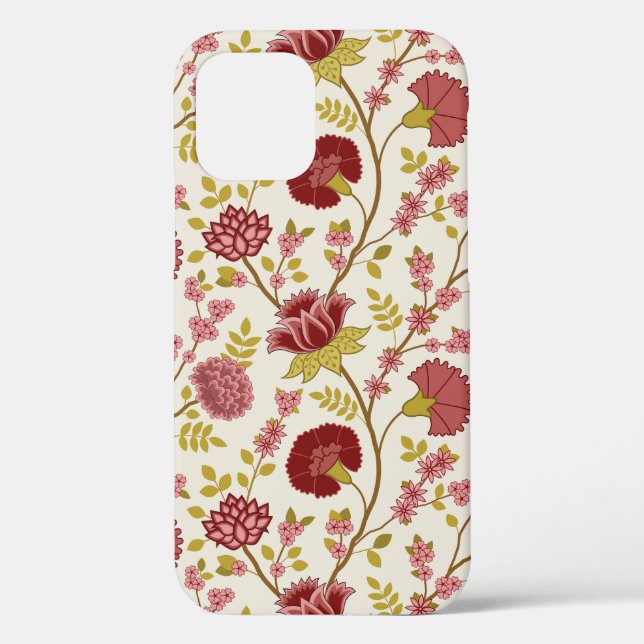 Coques Case-Mate iPhone Jacobean Floral Grand Motif Reds Pinks Gold Creme (Verso)