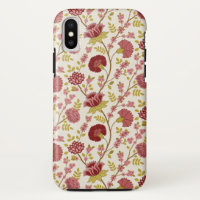 Jacobean Floral Pattern Rouge Rose Gold Crème