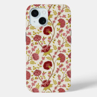 Jacobean Floral Pattern Rouge Rose Gold Crème
