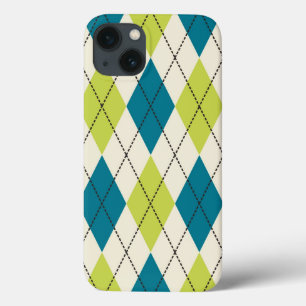 Etui iPhone 13 Jacquard bleu et vert