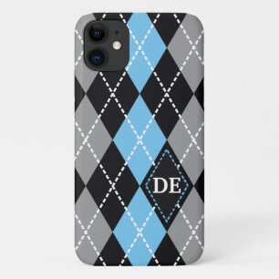 Case-Mate iPhone Case Jacquard motif noir, gris bleu monogramme