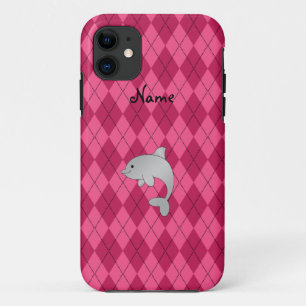 Coque Case-Mate Pour iPhone Jacquard nommé personnalisé de rose de dauphin