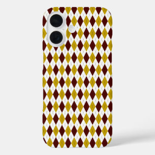 Coques iPhone 16 Jacquard Preppy classique en Garnet et or