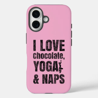 Coques iPhone 16 J'adore le chocolat, le yoga et les siestes | Coqu