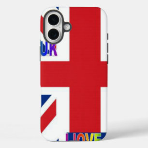 Coques iPhone 16 Plus J'adore le Royaume-Uni Impression d'art Nuage Mo