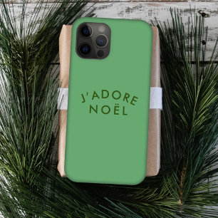 Coque Pour iPhone 15 J'adore   Minimaliste moderne Love Xmas Green