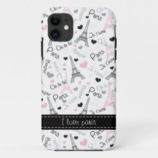 Coque iPhone 11 J'aime le cas de téléphone de l'iPhone 5 de Paris