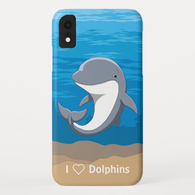 Coques Case-Mate iPhone J'aime le dauphin de Bottlenose mignon de dauphins (Dos)