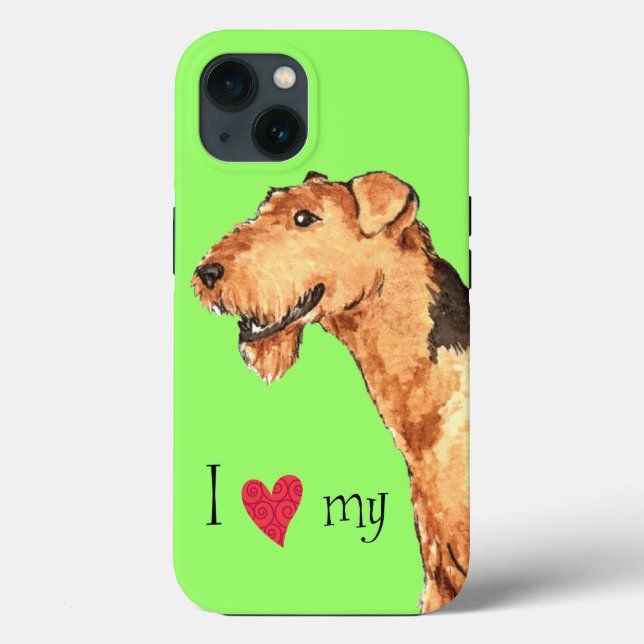 Coques Case-Mate iPhone J'aime mon Airedale (Verso)
